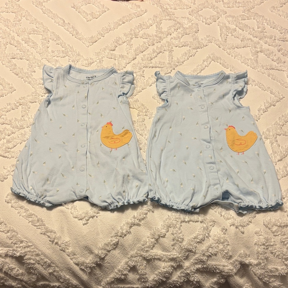 Carter’s Blue Baby Romper with Chick Design